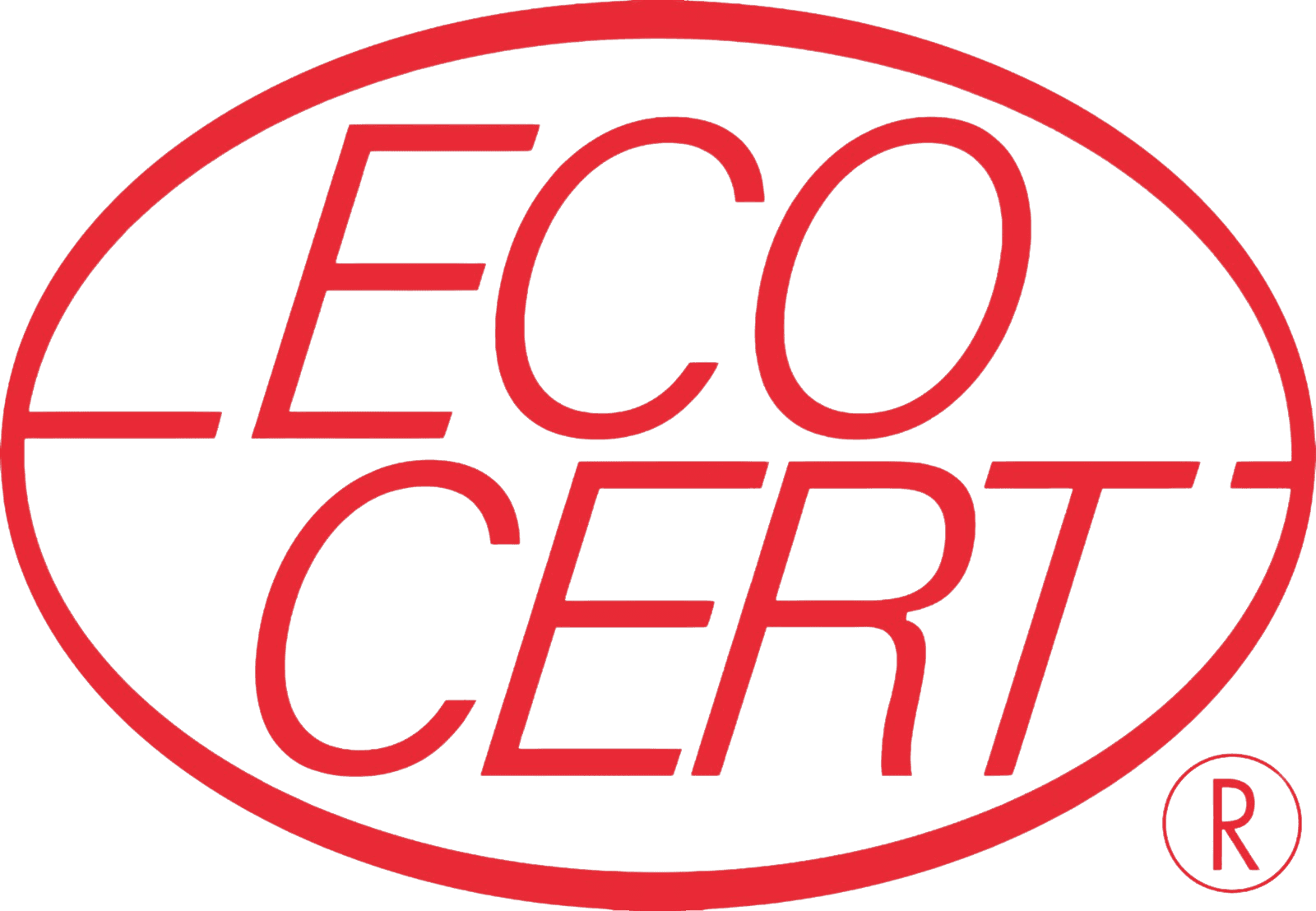 Red ECOCERT logo with the letters contained within an oval shape.