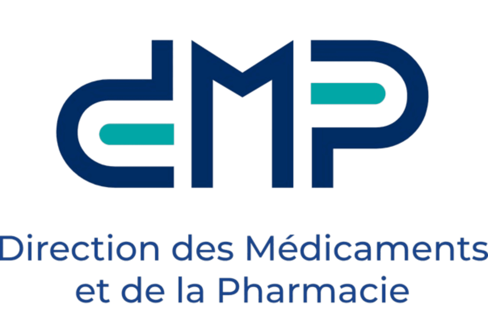 Logo of Direction des Médicaments et de la Pharmacie with stylized letters DMP.